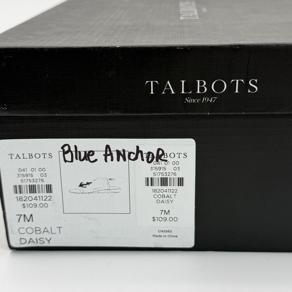 Talbots Beaded Anchor Flat Ankle Strap Sandals Nautical Tropical Sz 7 New in Box - Picture 6 of 7